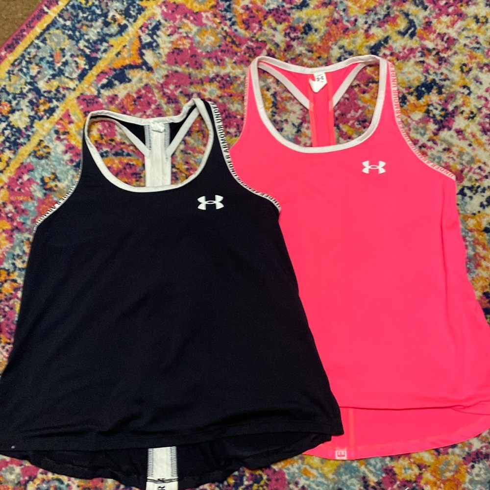 2 girls under armour tank tops size medium bundle